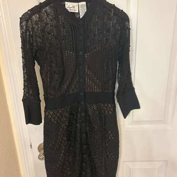 Byron Lars Black Lace Button-Up dress - Picture 2 of 4